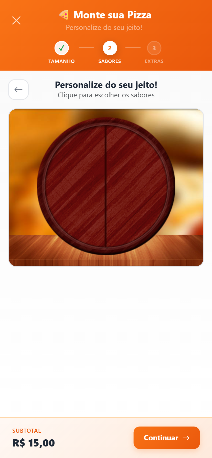 Monte sua Pizza - Passo 2