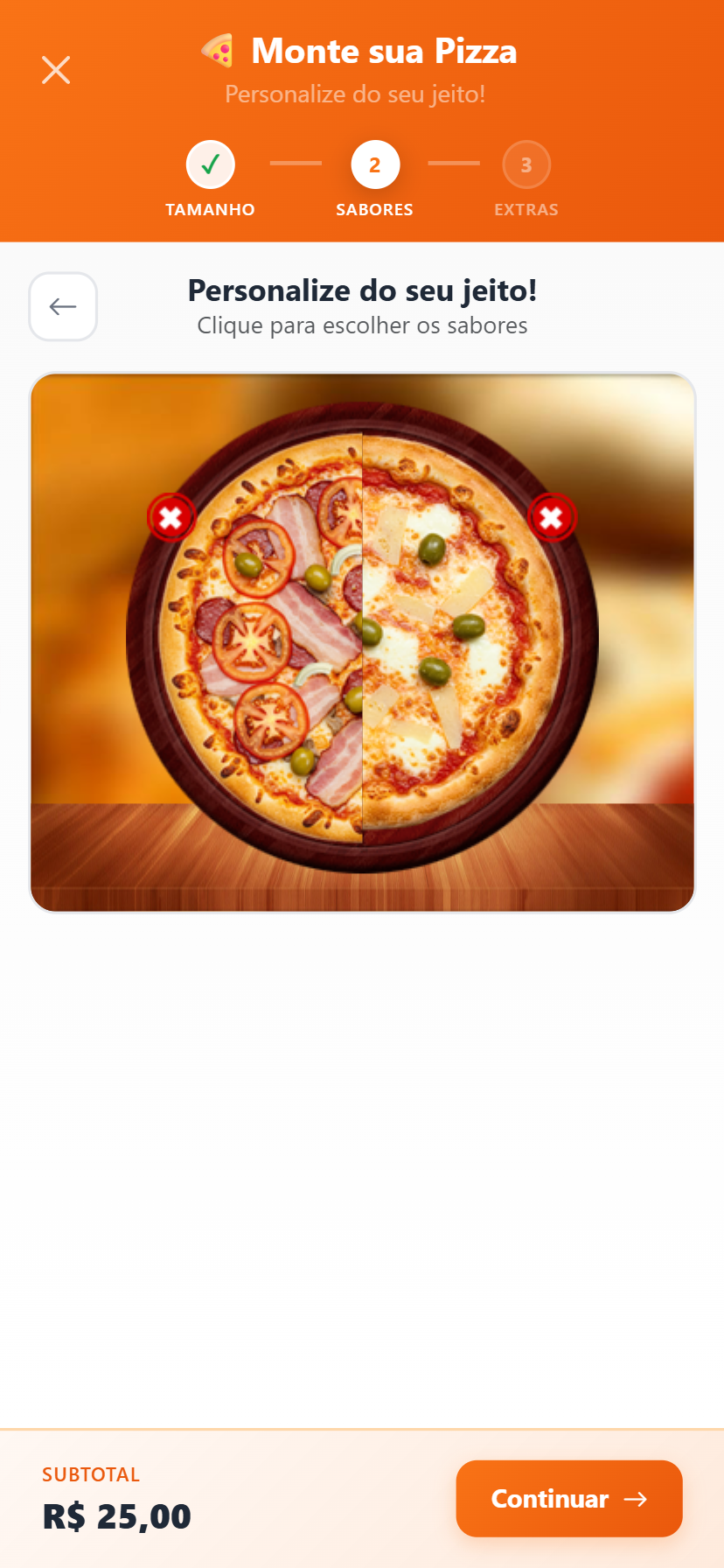 Monte sua Pizza - Passo 3