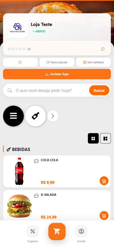 Cardápio Digital — Mobile